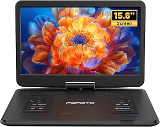 POFOTO 17.5” Portable DVD Player with 15.6” Large HD Screen-Black | 6 Hours Rechargeable Battery, Dual Speakers, Region Free, Remote Control, Support Multi-Format Sync TV, USB/SD