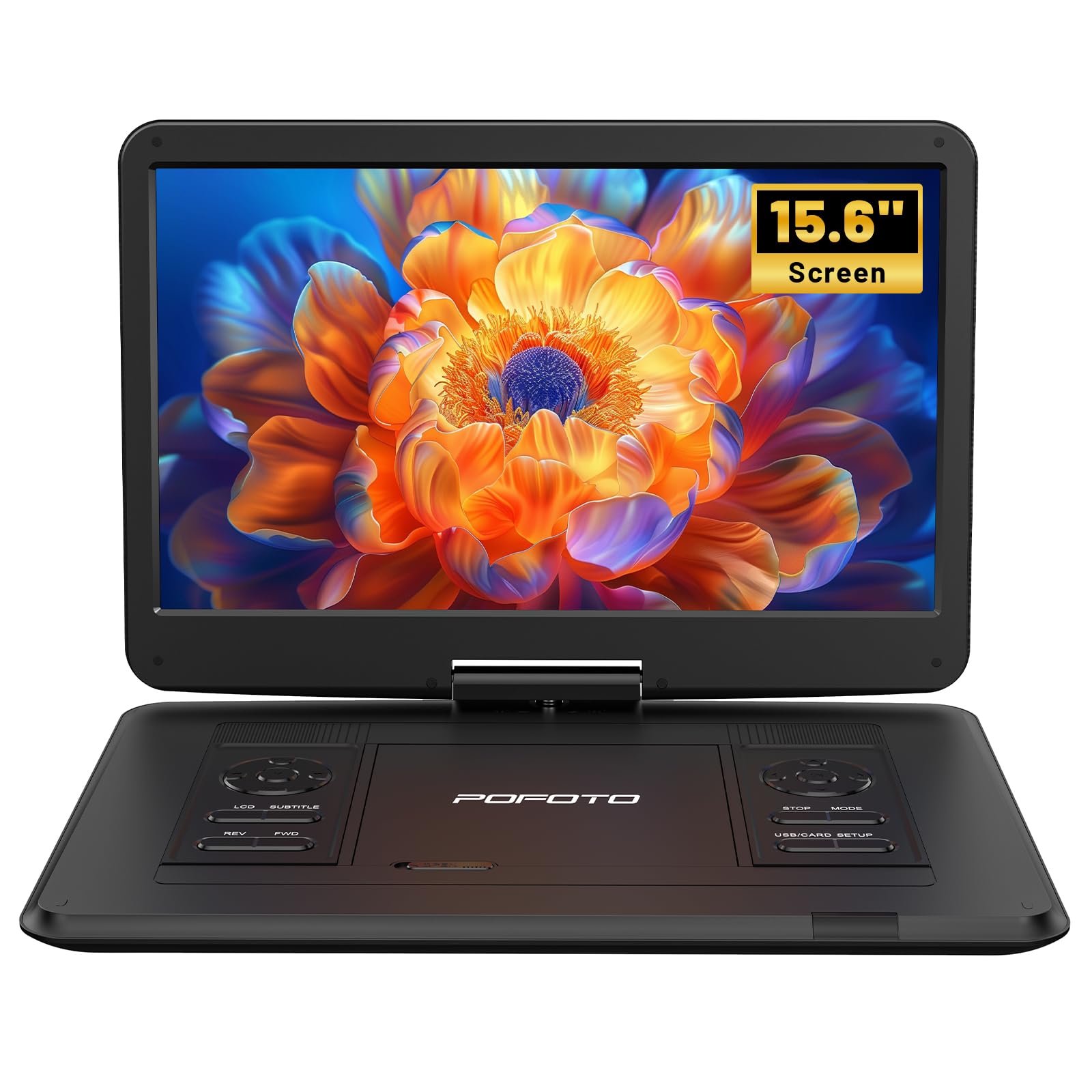 POFOTO 17.5” Portable DVD Player with 15.6” Large HD Screen-Black | 6 Hours Rech