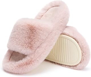 Chantomoo Ladies Memory Foam Slippers Bedroom Plush Comfortable Faux Fur Lined Non-Slip Sole Slippers Fashion Gift