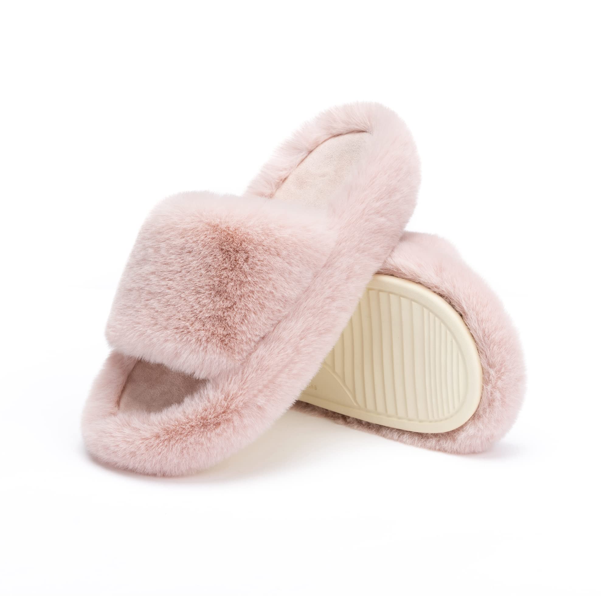 Chantomoo Ladies Memory Foam Slippers Bedroom Plush Comfortable Faux Fur Lined N