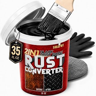 2 in 1 Rust Converter & Metal Primer, 35 oz Rust Reformer Paint for Metal | For Rusty Car Chassis, Frame, Trailer, Truck & Undercarriage, Heat-Stable Rust Encapsulator & Inhibitor, Matte Black