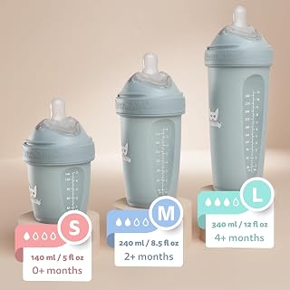 Herobility Anti-Colic Baby Bottles 12 fl oz/340ml - Pack of 4 Plastic Baby Bottles, Slow Flow Plastic Bottles, Breast- Teat for Breastfed Babies – Multicolor - Sand, Woodchuck, Pink, White