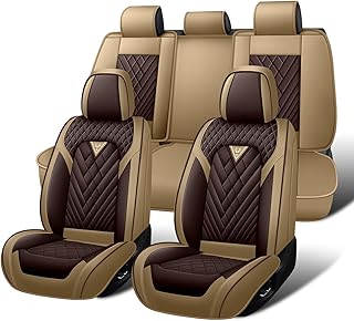 Car Seat Covers Full Set for Toyota RAV4 2000-2026, Waterproof Nappa Leather Car Seat Cover, Full Coverage Car Seat Covers Sets(5 Seats/Brown Coffee)