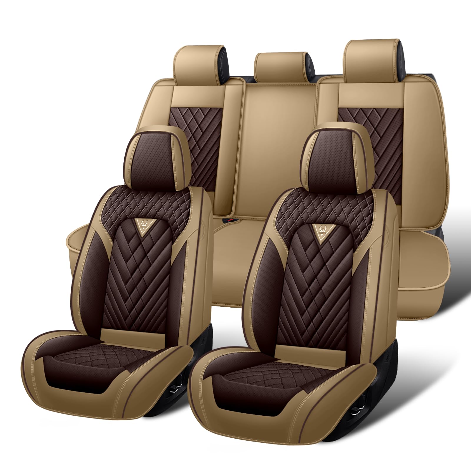 Car Seat Covers Full Set for Toyota RAV4 2000-2026, Waterproof Nappa Leather Car