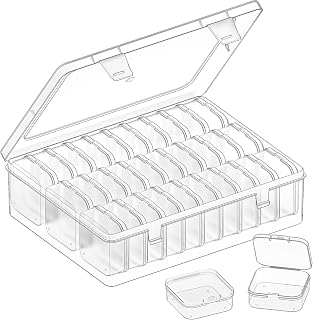 VANSUNS Bead Organizer Box, 31 Pcs Clear Plastic Storage Containers with Hinged Lids Mini Boxes for Jewelry Making, Crafts, DIY, Seed, Small Parts