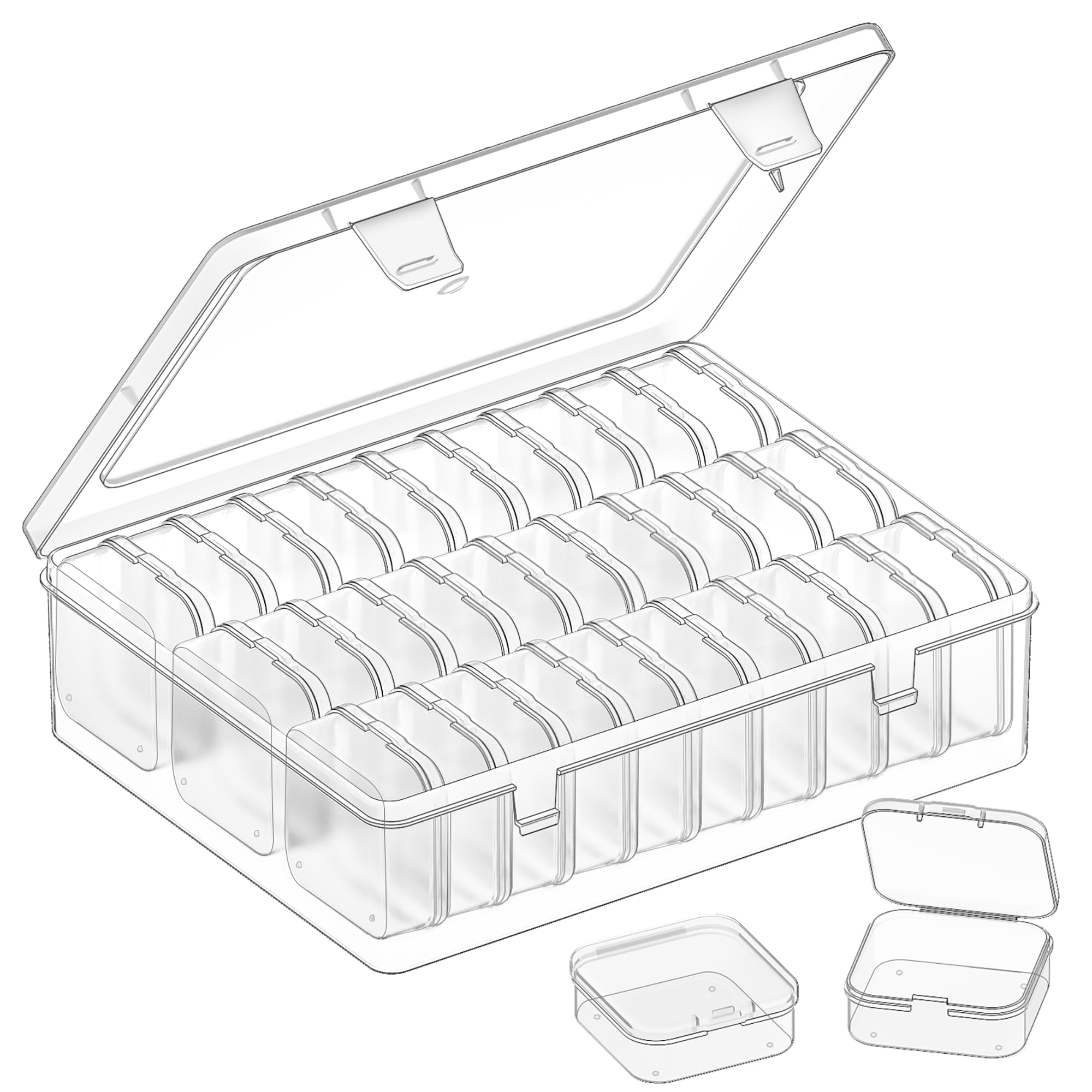VANSUNS Bead Organizer Box, 31 Pcs Clear Plastic Storage Containers with Hinged 