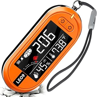 LSENLTY Portable Carbon Monoxide Detectors Support 500-hour Standby Time, 3-in-1 Indoor Air Quality Meters (Temp&Humidity&CO), Remind Function, Lanyard Design for Vacation Camping Backpacking-Orange