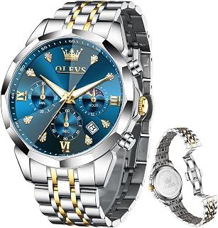 OLEVS Mens Luxury Casual Diamond Watches Big Dial Stainless Steel Waterproof Business Dress Analog Luminous Date Display