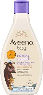 Aveeno Baby Calming Comfort Bedtime Bath and Wash (250ml) Gruffalo Edition | Tear-Free and Soap-Free Baby Wash with Gentle Lavender & Vanilla Scent, Gently Cleanses Skin Before Bedtime for Delicate Skin