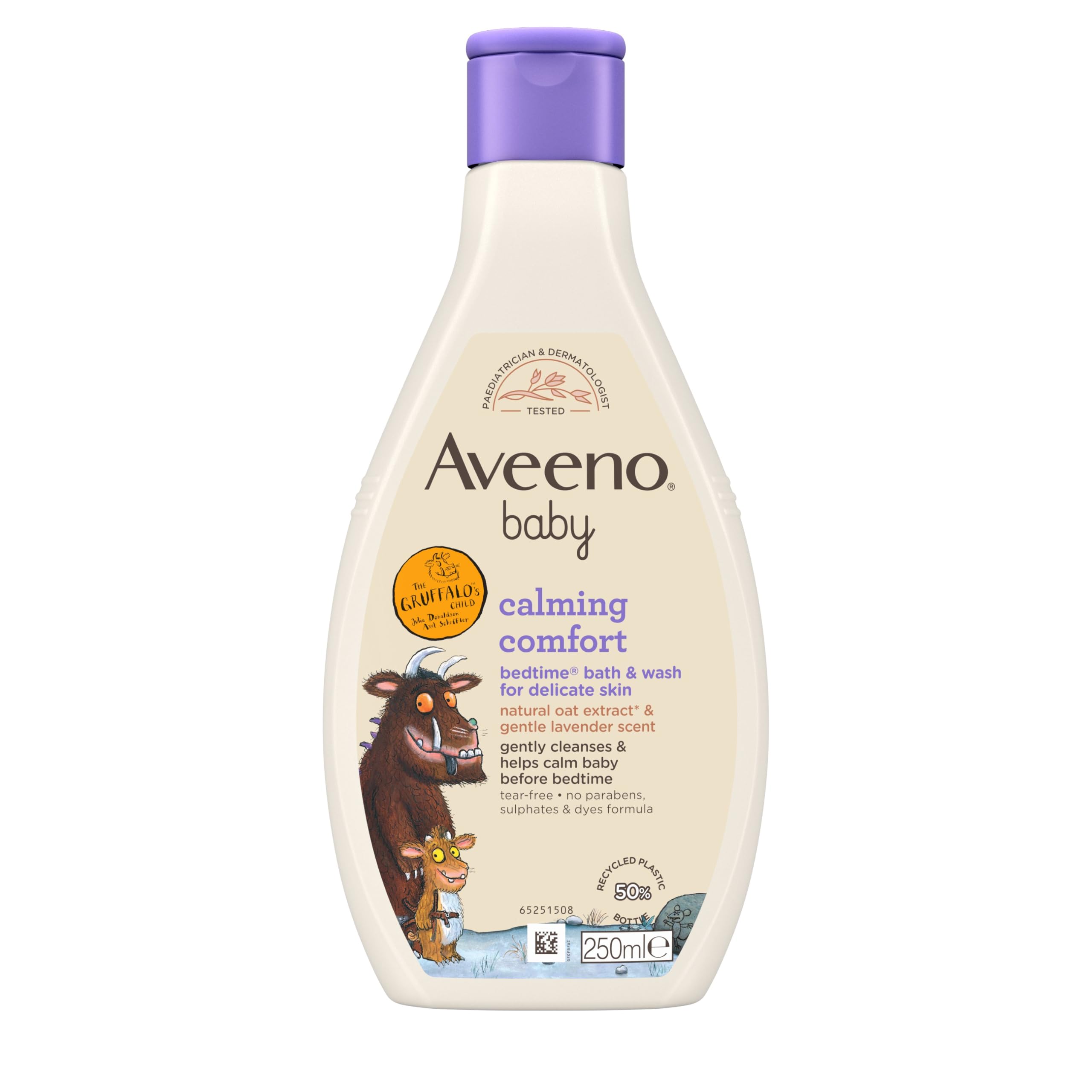 Aveeno Baby Calming Comfort Bedtime Bath and Wash (250ml) Gruffalo Edition | Tea