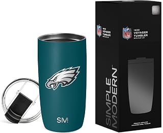 Simple Modern Philadelphia Eagles Coffee Mug with Flip Lid | 16oz | NFL | Voyager Officially Licensed Eagles Stainless Steel Coffee Tumbler | Football Gift for Men, Dad, Him, Her