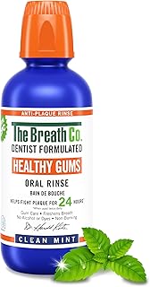 The Breath Co. Healthy Gums Mouthwash, 24 Hours Plaque Control, 500ml | Dentist formulated oral rinse, With anti-microbial ingredient, Alcohol free, Non-burning