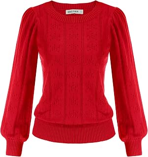 GRACE KARIN Women's Elegant Long Sleeve Round Neck Solid Color Top