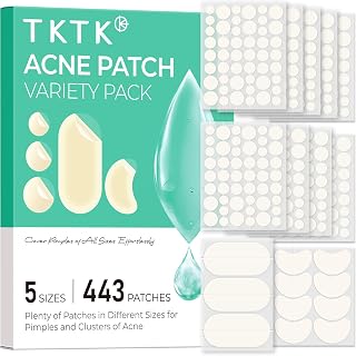 TKTK Hydrocolloid Patch for Acne in Bulk, 443 Count Peel and Stick on Blemishes on Cheeks, Forehead and Chin, for All Skin Types