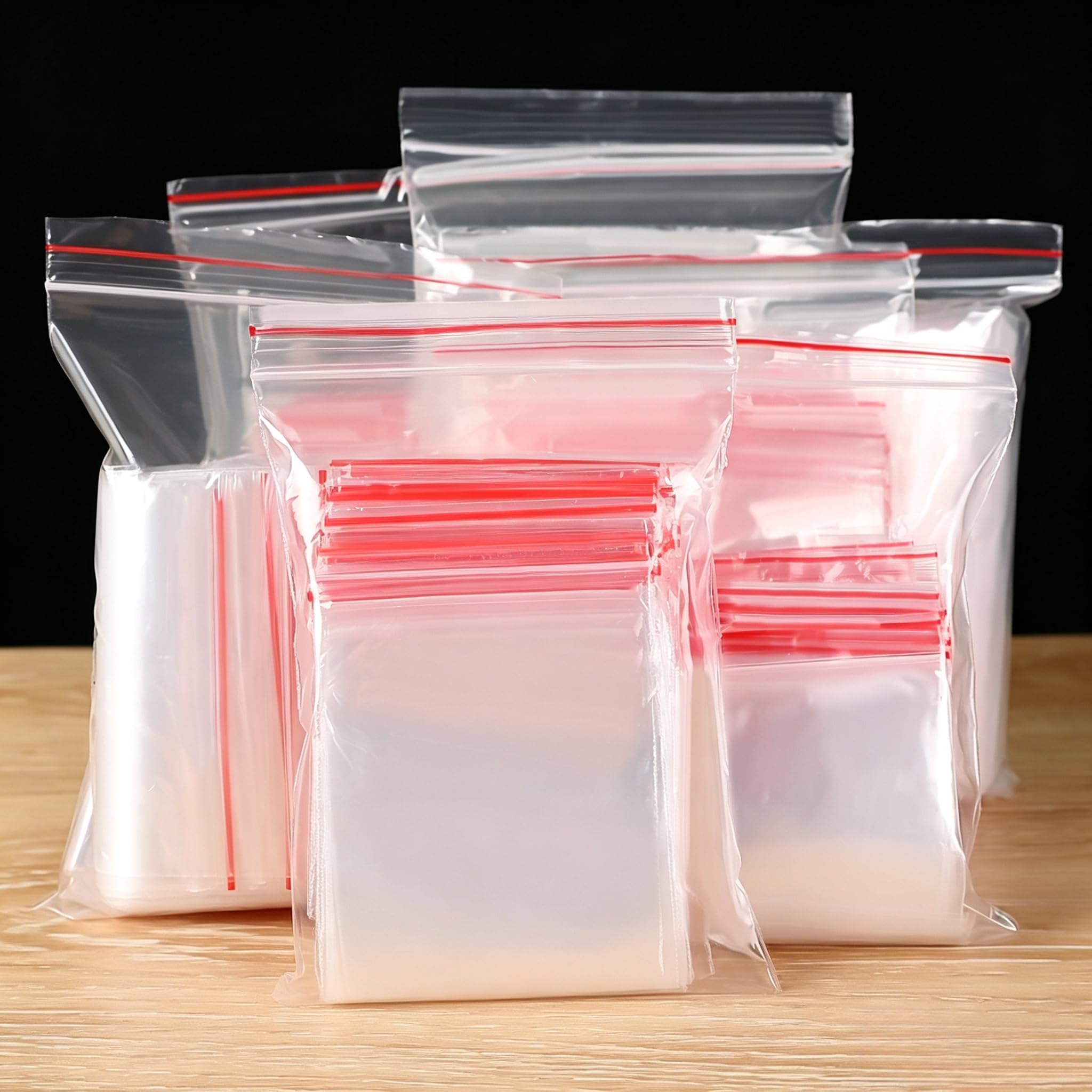 100 Pieces Clear Plastic Bags with Zipper Closure Waterproof Self Seal Jewelry B