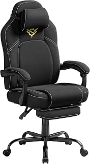 SONGMICS HOME Ergonomic Gaming Chair with Footrest, PU Leather