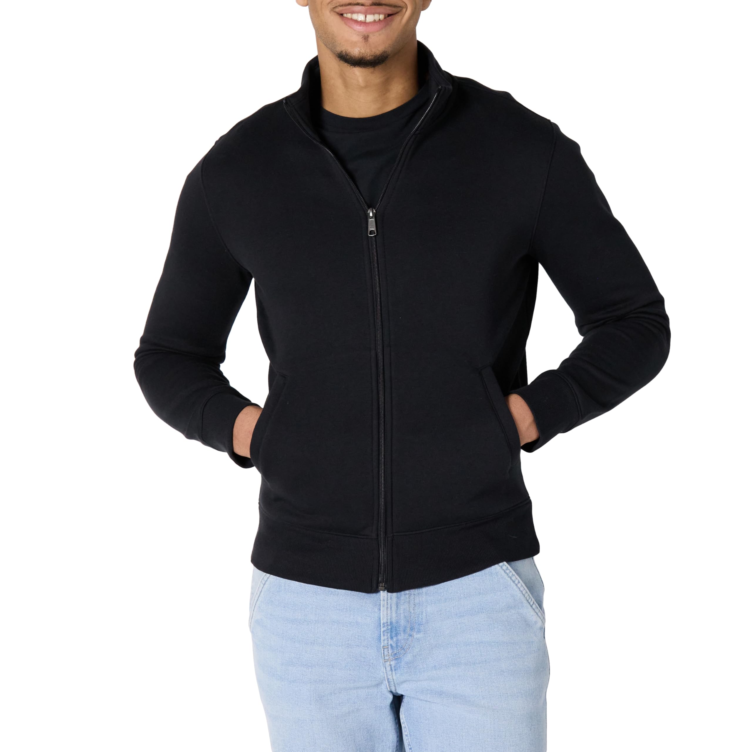 Amazon Essentials Men's Standard Full-Zip Fleece Mock Neck Midweight Sweatshirt 