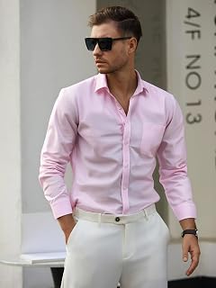 Mens Long Sleeve Casual Button Down Slim Fit Shirt