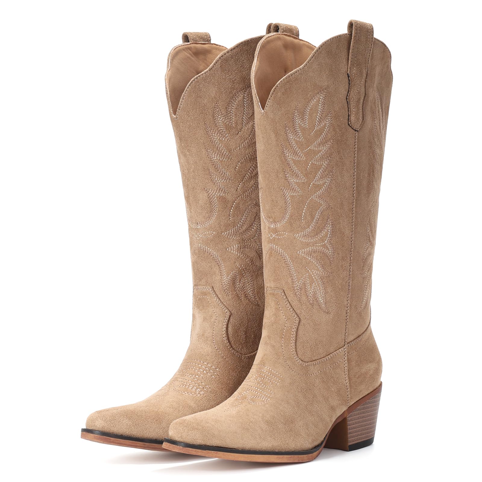 IUV Suede Cowboy Boots for Women Mid Calf Western Cowgirl Boots