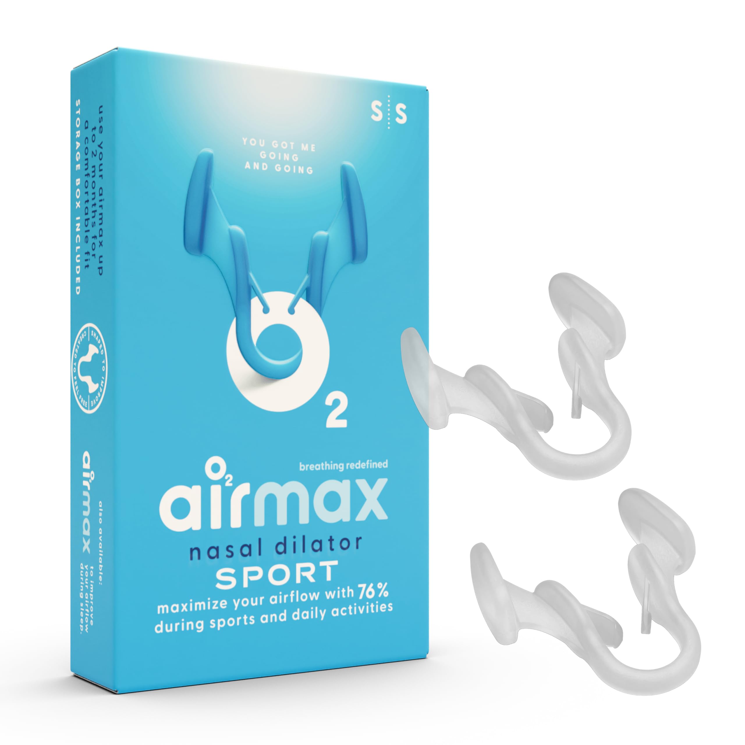 Air Max Sport Nasal Dilators Small 2-Pack, 76% More Airflow, Transparent