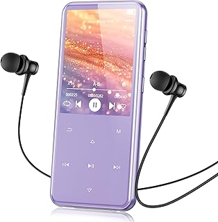 AGPTEK 64GB MP3 Player with Bluetooth, M3 2.4 inch Music Player with Speaker and FM Radio, Touch Buttons, Supports Up to 128GB, Purple