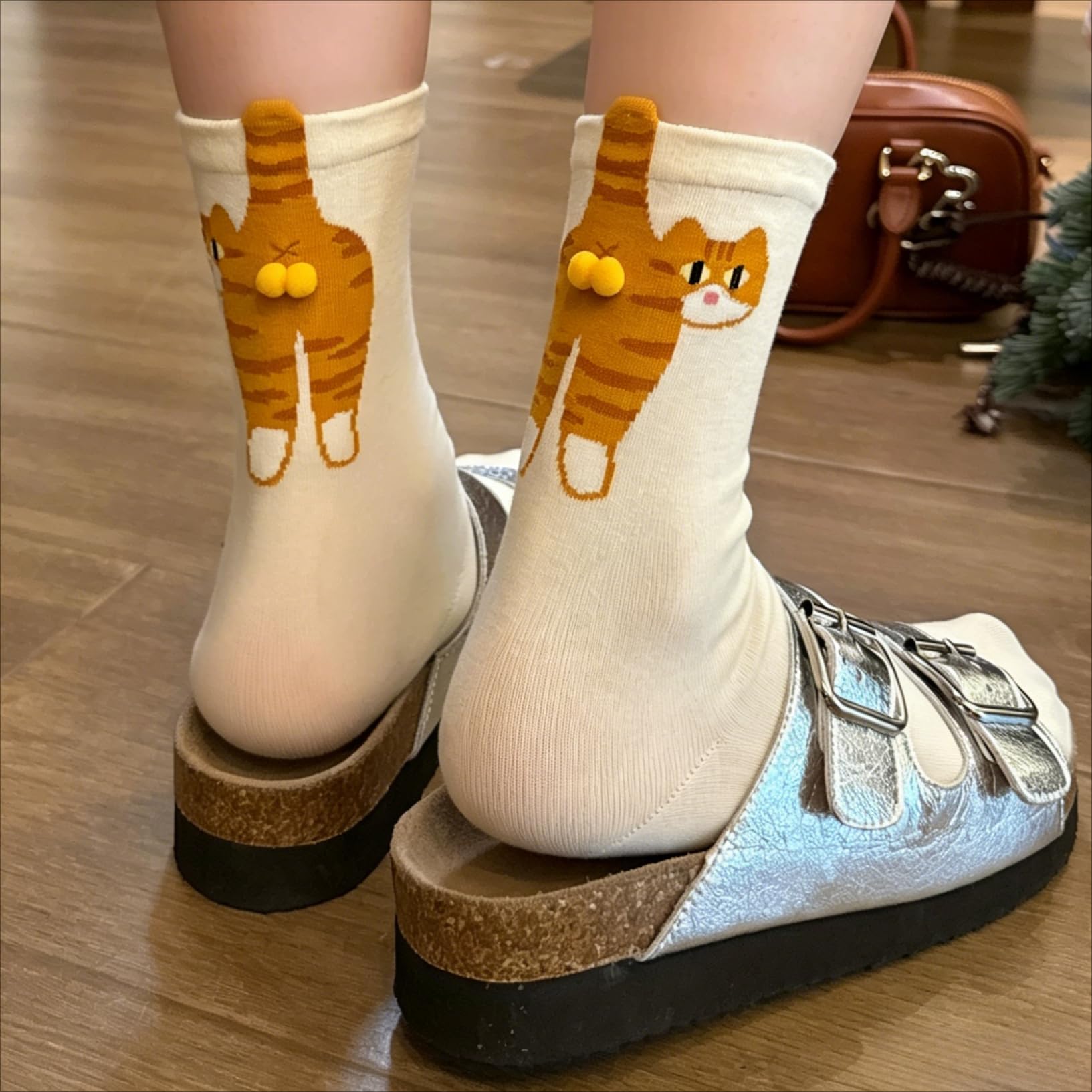 Women Cartoon Cat Soft Comfortable Cotton Long Socks