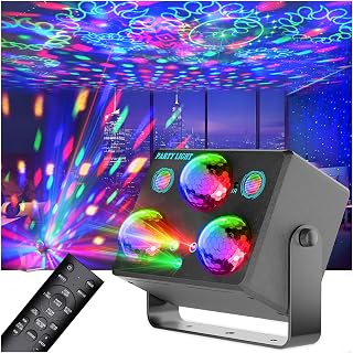 Disco Lights,Pro 6 in 1 Party Lights Sound Activated with RGB&OGB Disco Balls,Galaxy Projector,Ocean Light, Pattern Light Show-Perfect for Disco Glow Party Rave Dance Party Birthday Gifts
