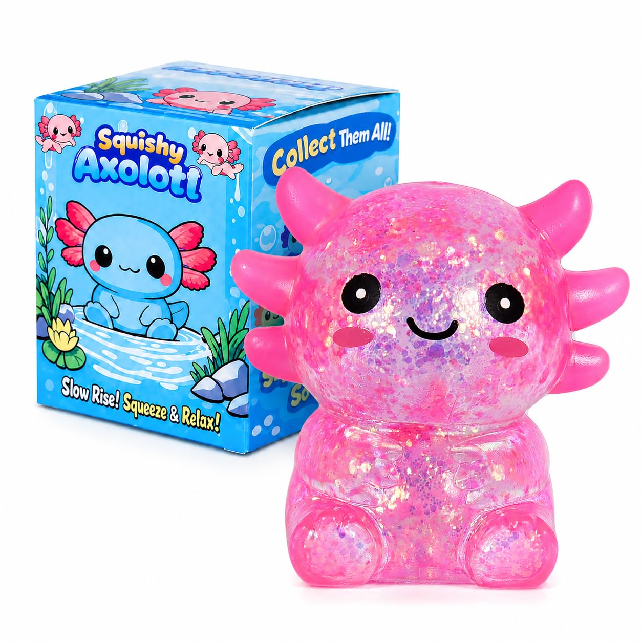 GSOOUOLD Axolotl Squishy Stress Ball, Soft TPR Fidget Toy for Kids Adults | Non-