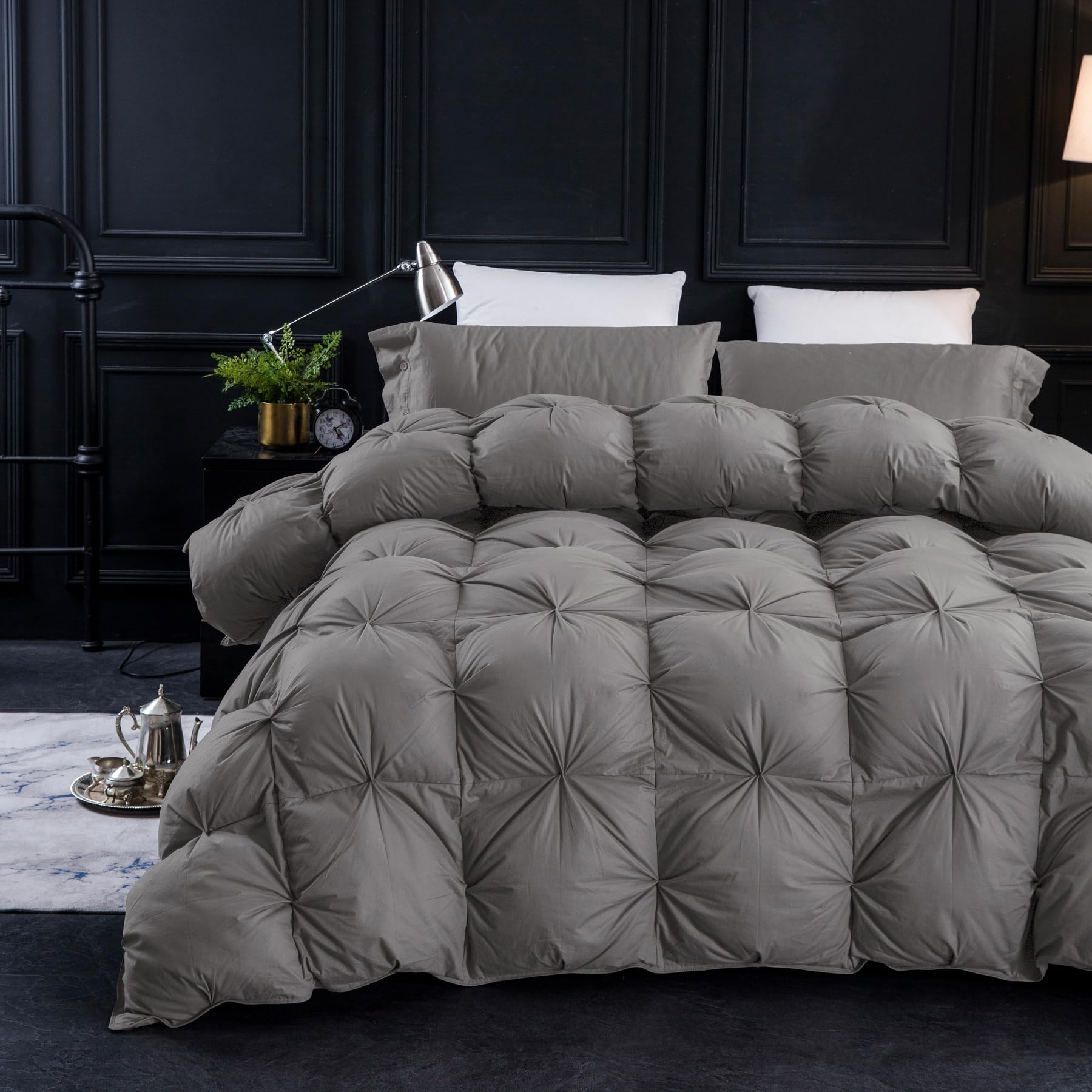 Three Geese Oversized King Size Pinch Pleat Feather Down Fiber Comforter - All-S