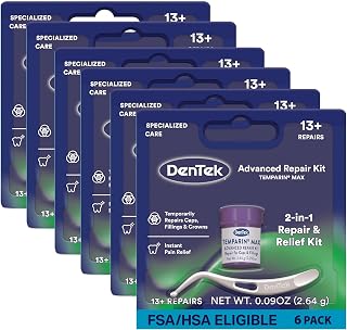 DenTek Temparin Max Advanced Tooth Repair Kit, 13+ Repairs per Kit, 6 Kits | Dental Repair Kit, Loose Cap Set for 13 Repairs, Same Ingredients Dentists Use to Repair Teeth