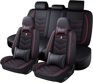 Car Seat Cover for Toyota Tundra 2000-2022, Durable Wear Resistant Waterproof Vehicle Cushion Covers, Breathable No Odor Premium Leather Vehicle Seat Covers.(Luxury,Black Red)