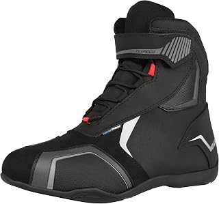 Texpeed Leather Waterproof Motorcycle Armoured Trainers Boots | Black UK 9