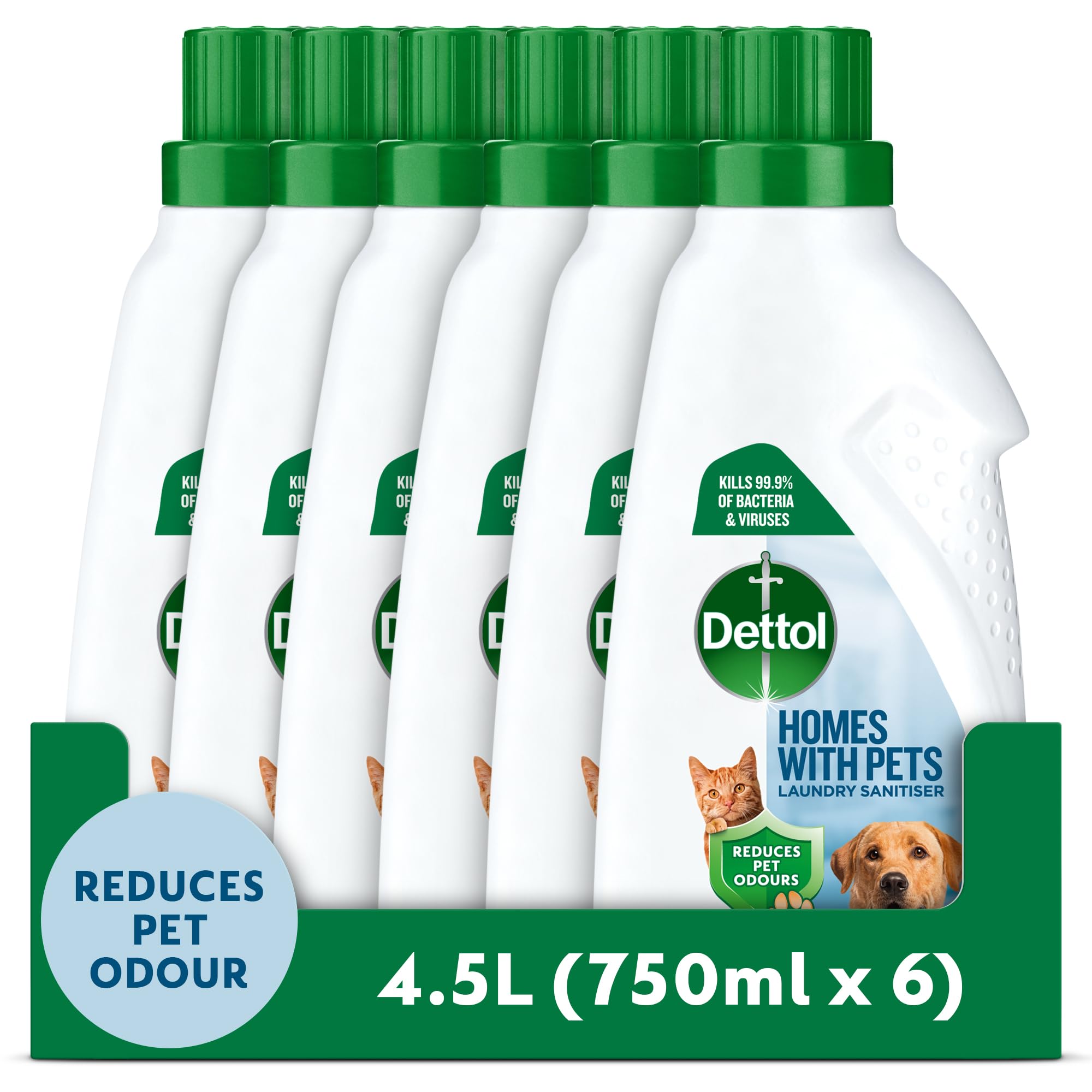 Dettol Laundry Sanitiser for Homes with Pets, Fresh Breeze (6 x 750ml) 4.5L