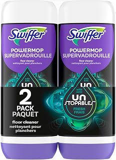 Swiffer PowerMop Floor Cleaning Solution with Unstopables Fresh Scent, 1.5 L Total (2 Count of 750 mL Each)