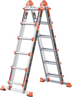 LANBITOU Ladder A Frame Extension Multi Position Telescoping,22Ft,Silver