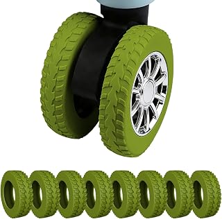 8Pcs Luggage Wheel Covers,Silicone Suitcase Cover for 2-2.4'' Spinner Wheel, Carry On Luggage Wheels Protector,Upgrade Suitcase Wheels Protective,Essential Travel Accessories (Army Green)