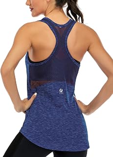 ICTIVE Women's Sleeveless Sports Top, Fitness Yoga Open Back Mesh, Muscle Straps Racerback