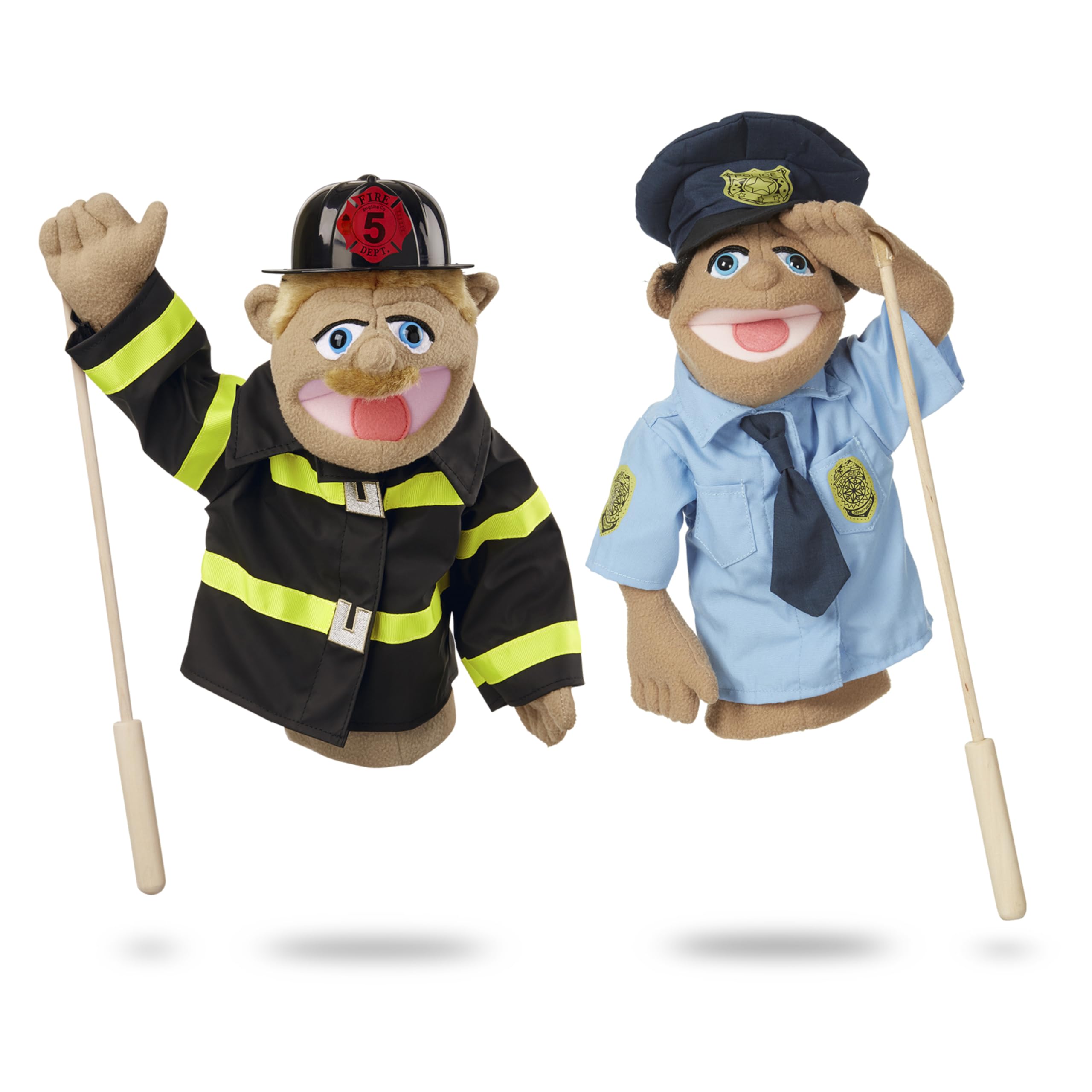 Melissa & Doug Rescue Puppet Set - Police Officer and Firefighter