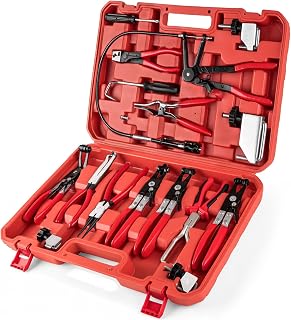 18PCS Hose Clamp Pliers, Hose Clamp Removal Tool Kit with Long Reach &amp; Flexible Wire Tools for Fuel, Oil, Coolant, Radiator Hoses and Electrical Disconnect