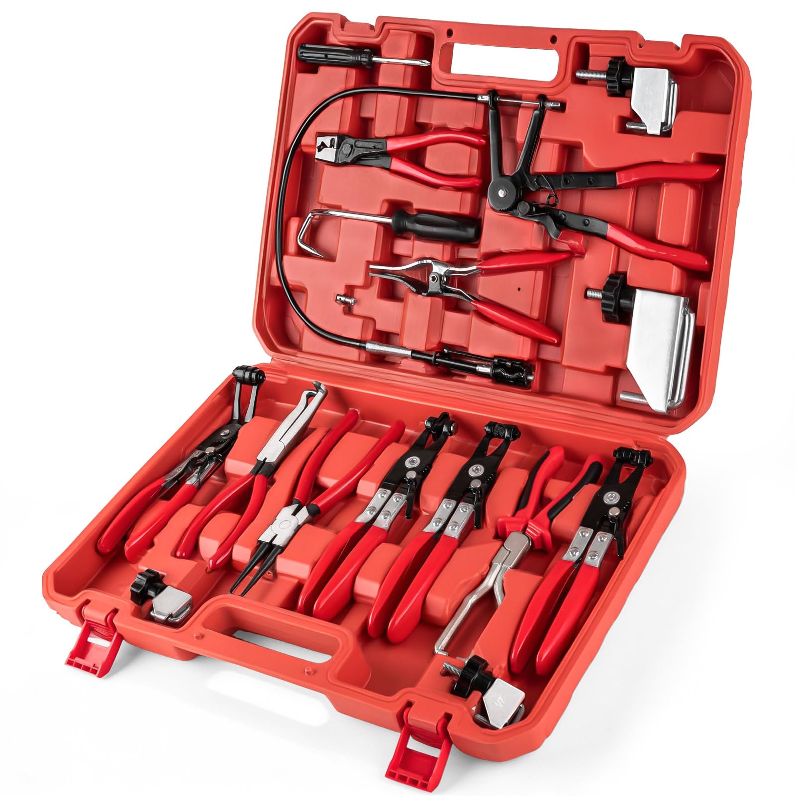 18PCS Hose Clamp Pliers, Hose Clamp Removal Tool Kit with Long Reach &amp; Flexi