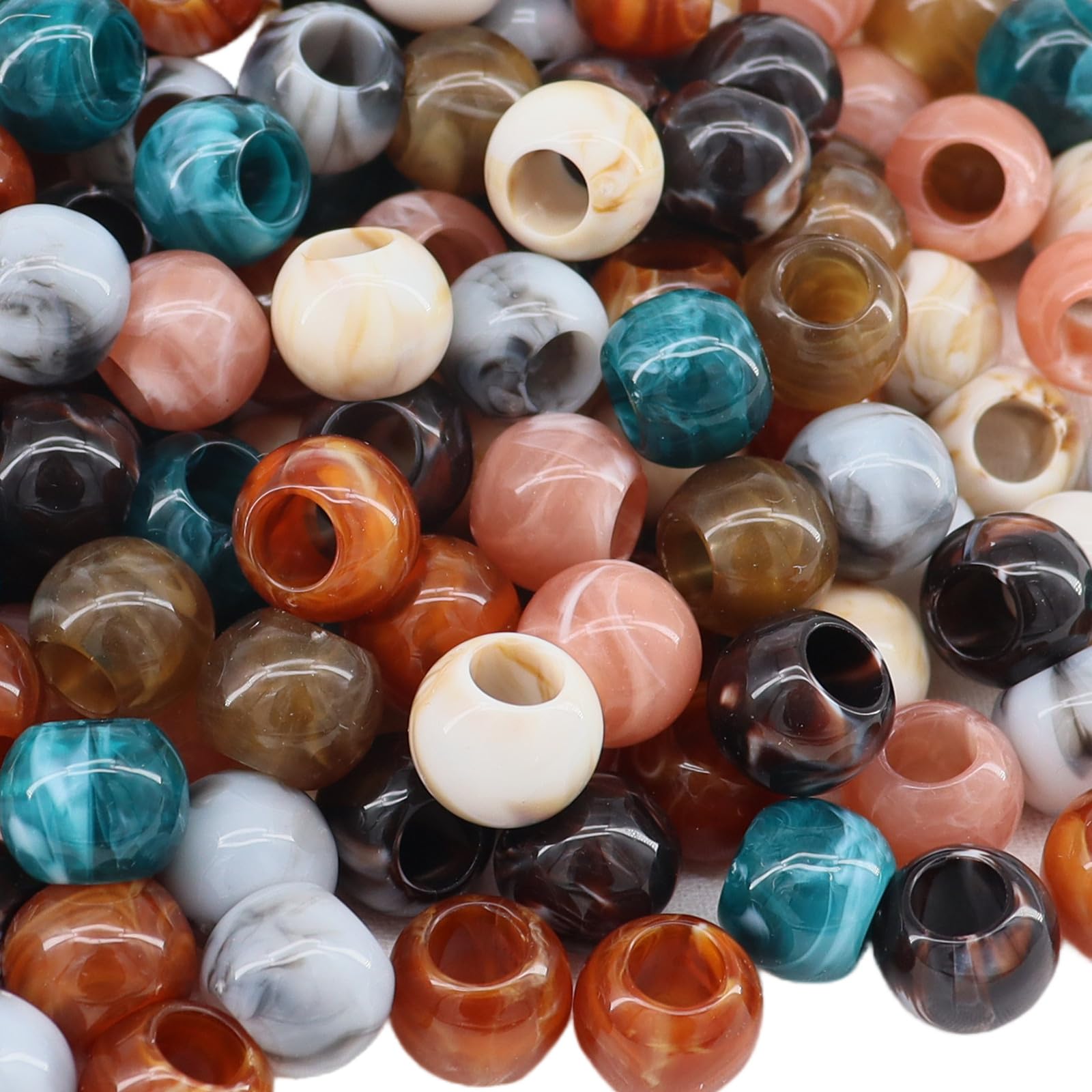 160pcs 12mm Acrylic Mix Color Large Hole Round Beads for Craft Jumbo Hair Beads 