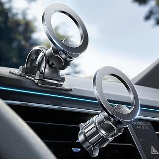 LISEN for MagSafe Car Mount, Magnetic Car Phone Holder for Vent & Dashboard | [24XN55 Magnets] Dual Adhesive Pads Fit Flat Surfaces Curves for Most Car RV Accessoriesfor iPhone 18 Pro Max 17 16 15 14 13