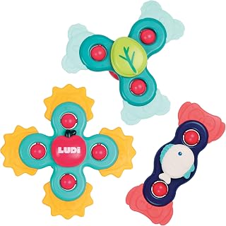 Ludi - Baby Hand Spinners - Suction Cup Rotating Toys - Baby Bath Toy - From 10 Months
