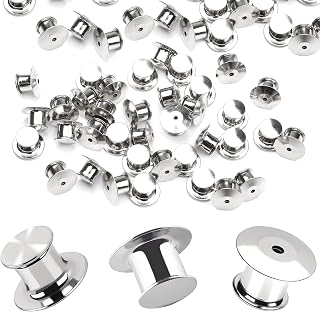 DECYOOL 30 Pieces Metal Pin Backs Locking Pin Keepers Locking Clasp | Nickel Plated Copper,convenient to carry, and blend seamlessly behind any pin,No Tools Required Spring Loaded Lock