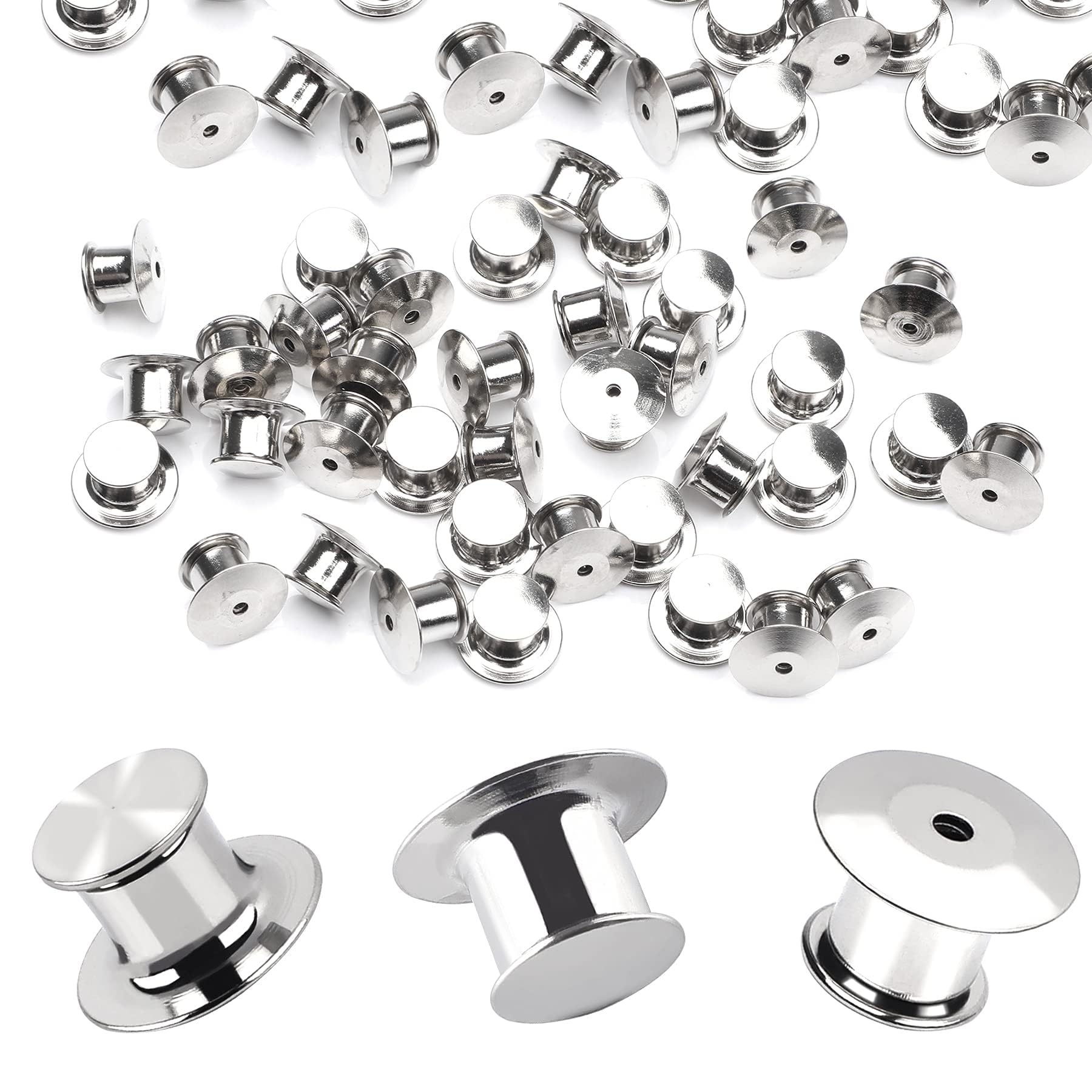 DECYOOL 30 Pieces Metal Pin Backs Locking Pin Keepers Locking Clasp | Nickel Pla