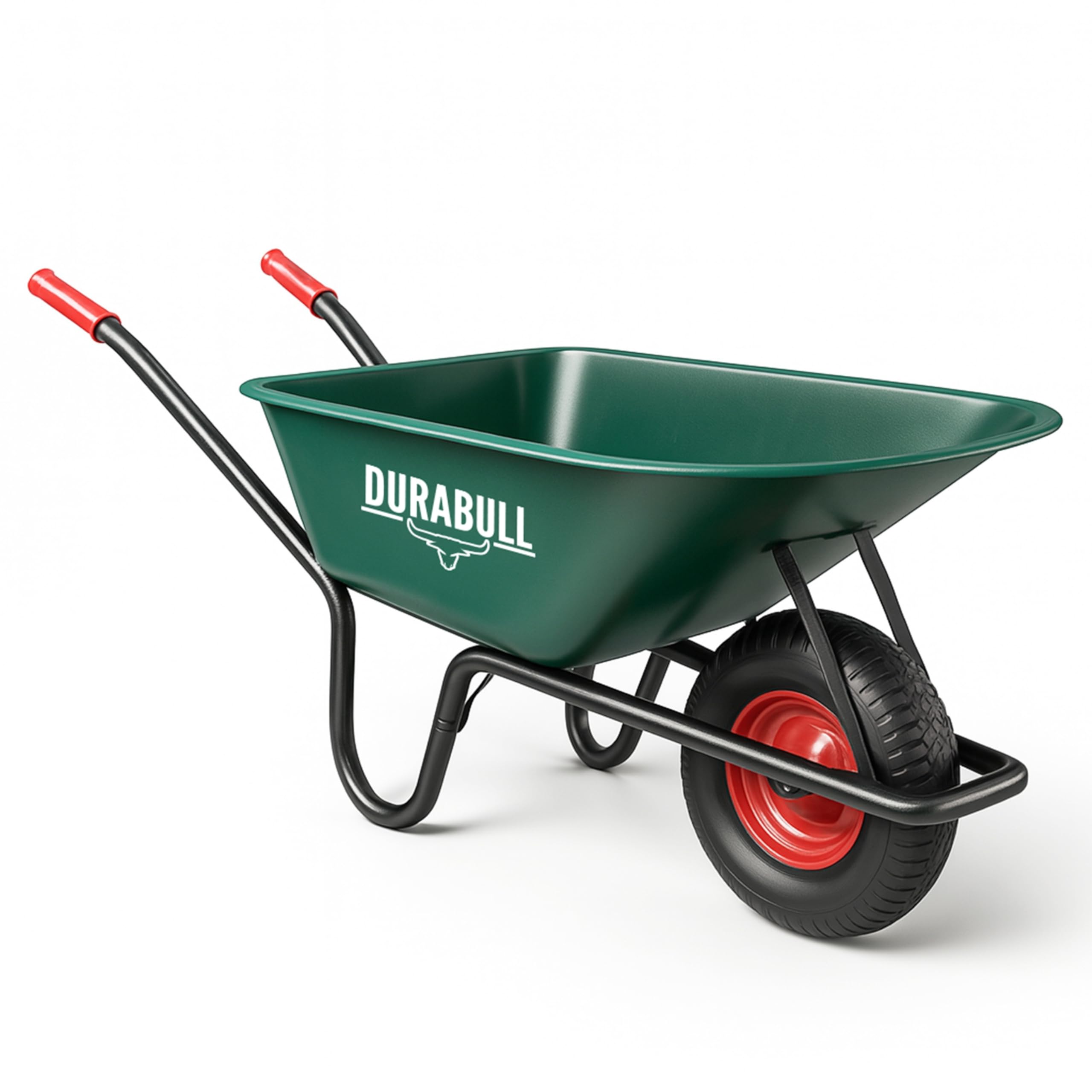 Durabull Heavy Duty Garden Wheelbarrow 120L 250KG – Large Poly Tub Trolley Handc
