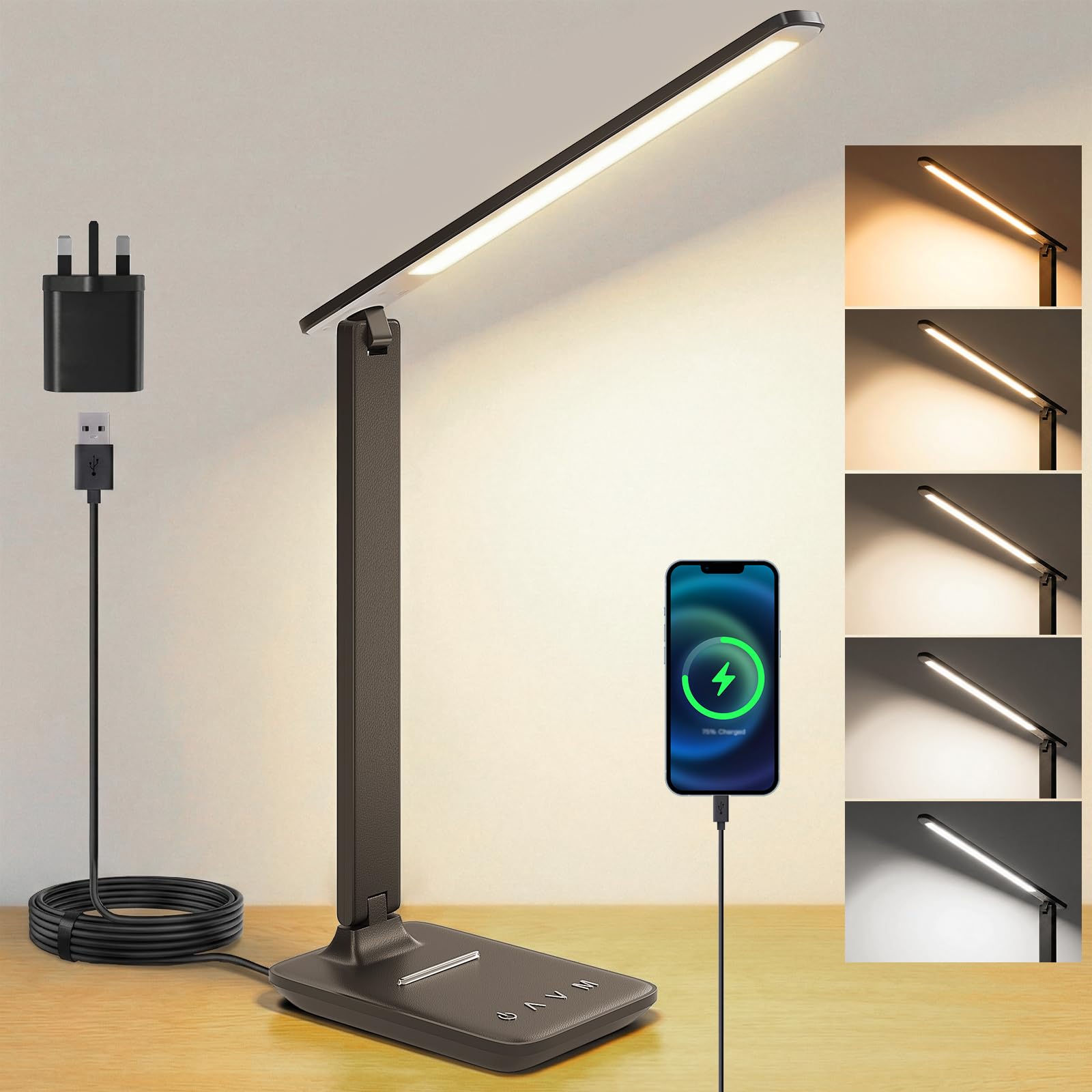 UPXNBOR LED Desk Lamp, Eye-Caring Table Lamp for Home Office & Reading | Dimmabl