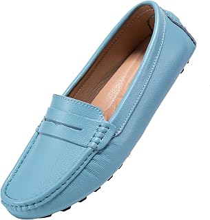 BEAUSEEN Women's Genuine Leather Penny Loafers Classic Driving Moccasins Casual Slip On Comfort Women Loafer Shoes