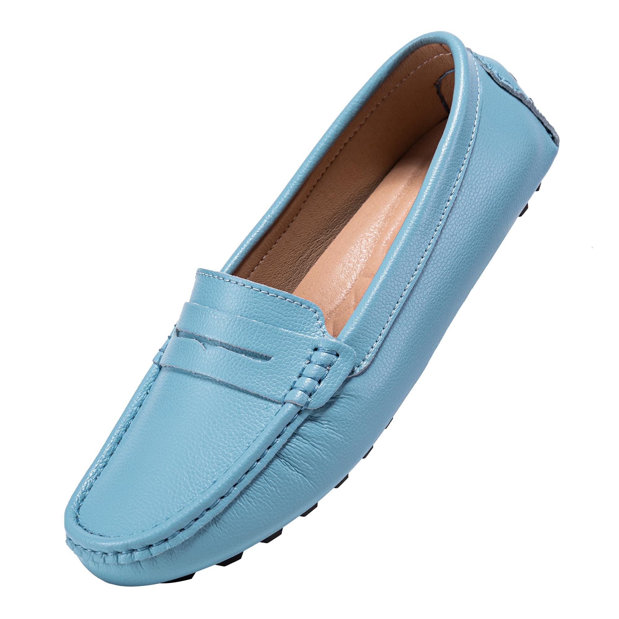 BEAUSEEN Women's Genuine Leather Penny Loafers Classic Driving Moccasins Casual 