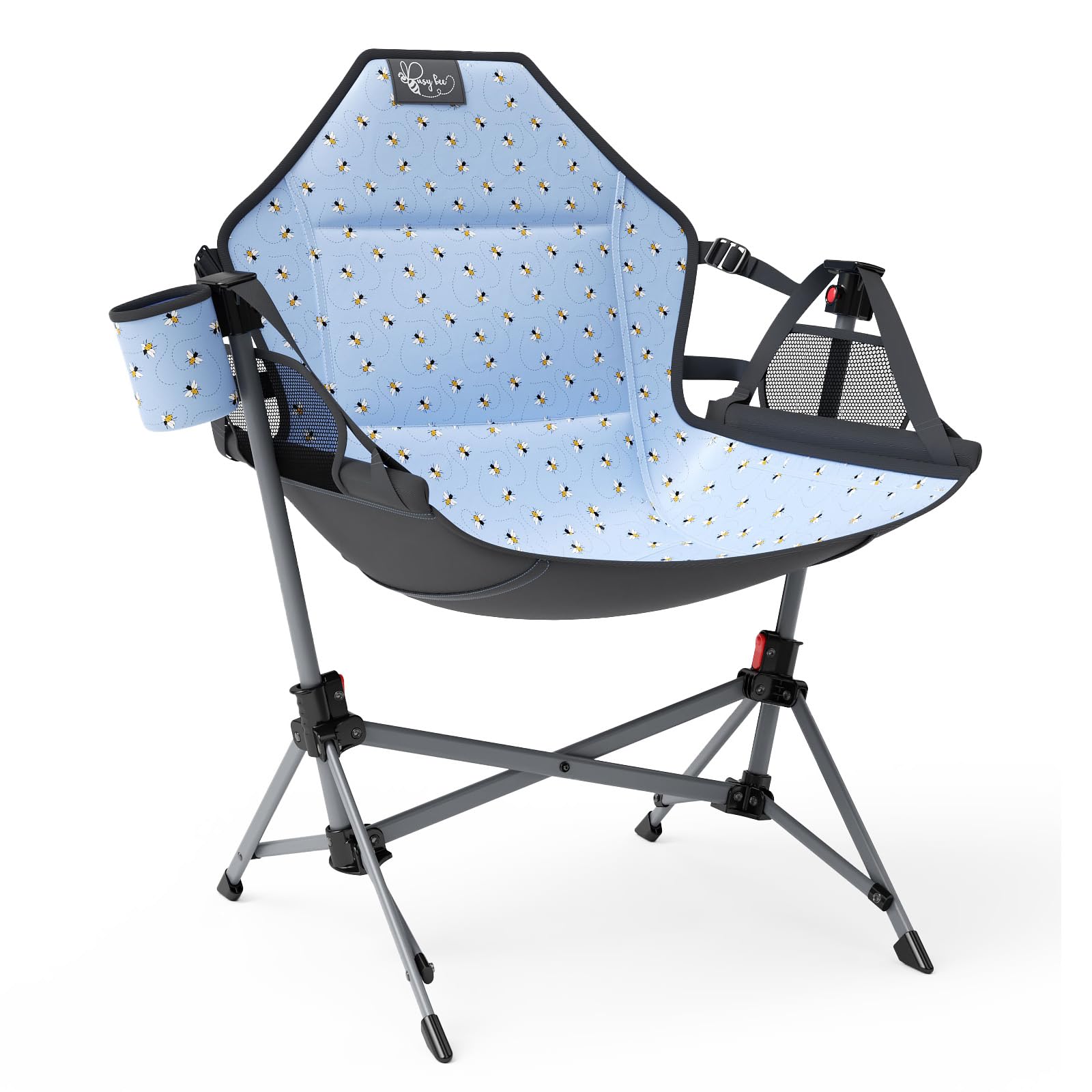 BusyBee Kids Hammock Camping Chair with Stand, Secure Lock, 125 lb, Blue | Eleva